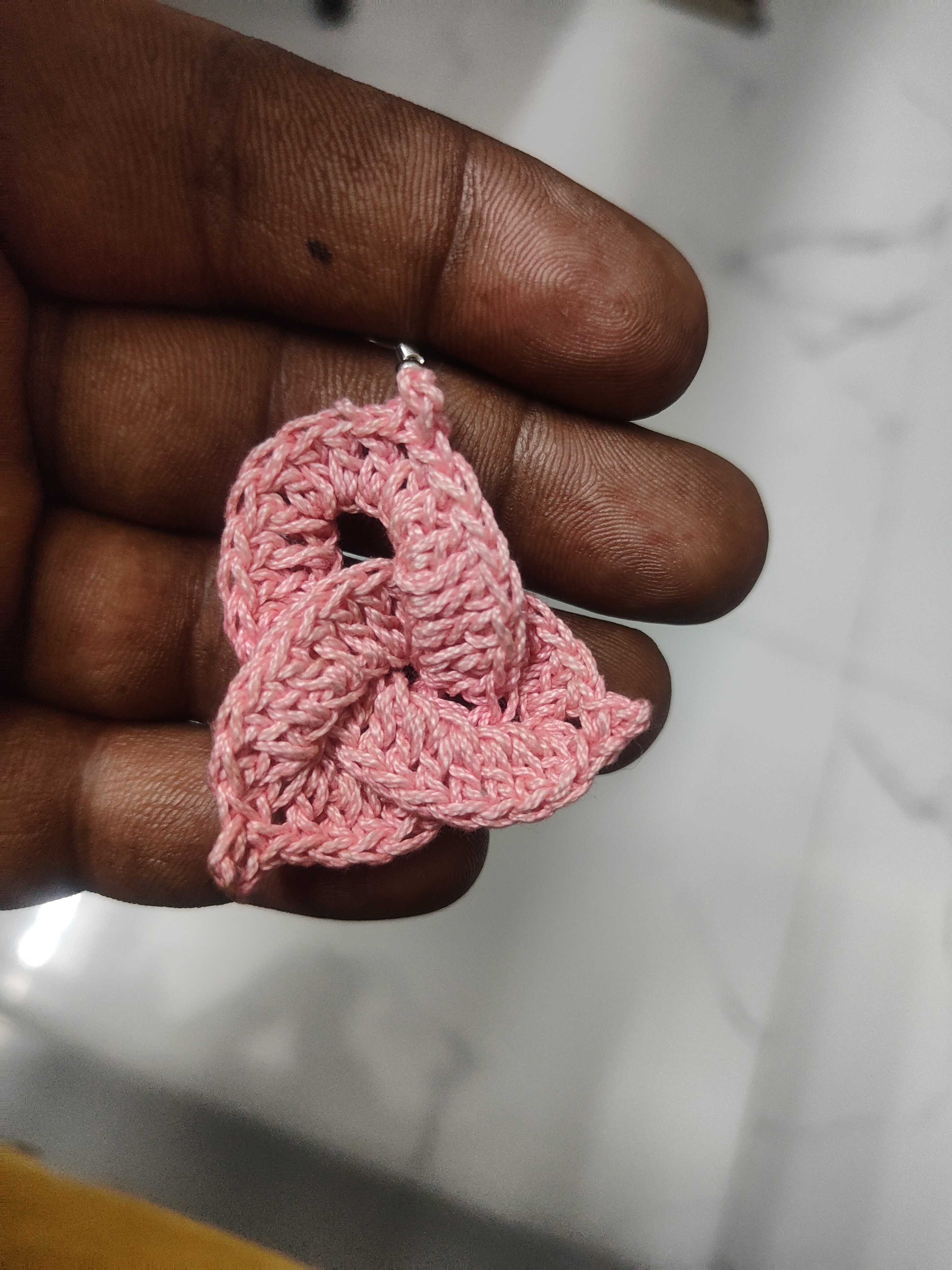 Chic Light Pink Knotted Triangle Crochet Earrings