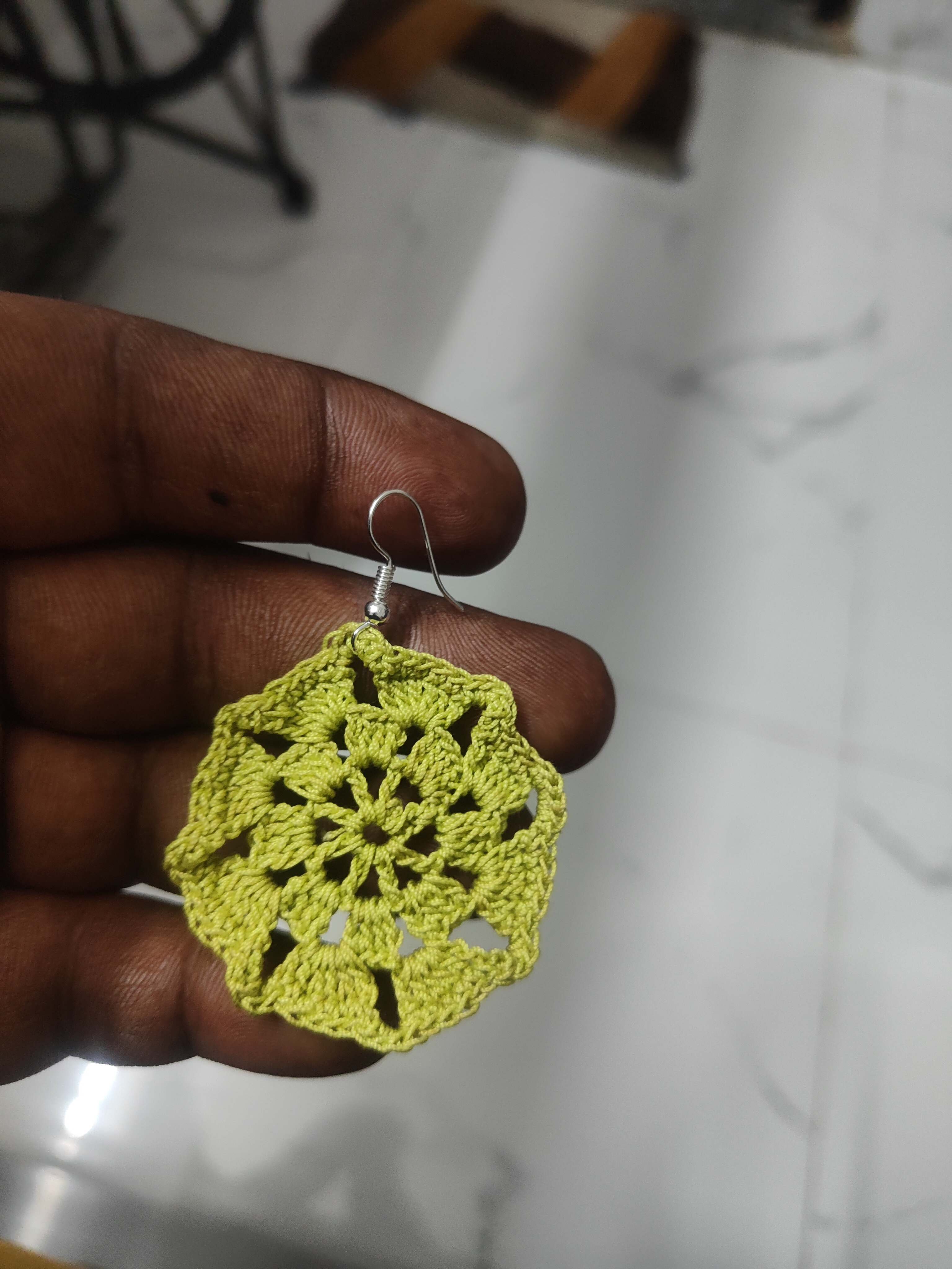 Vibrant Lime Green Handmade Crochet Earrings
