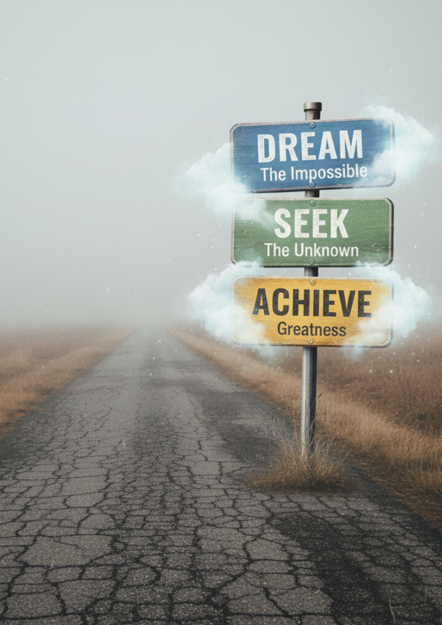 Dream Seek Achieve Road to Success Inspirational Poster