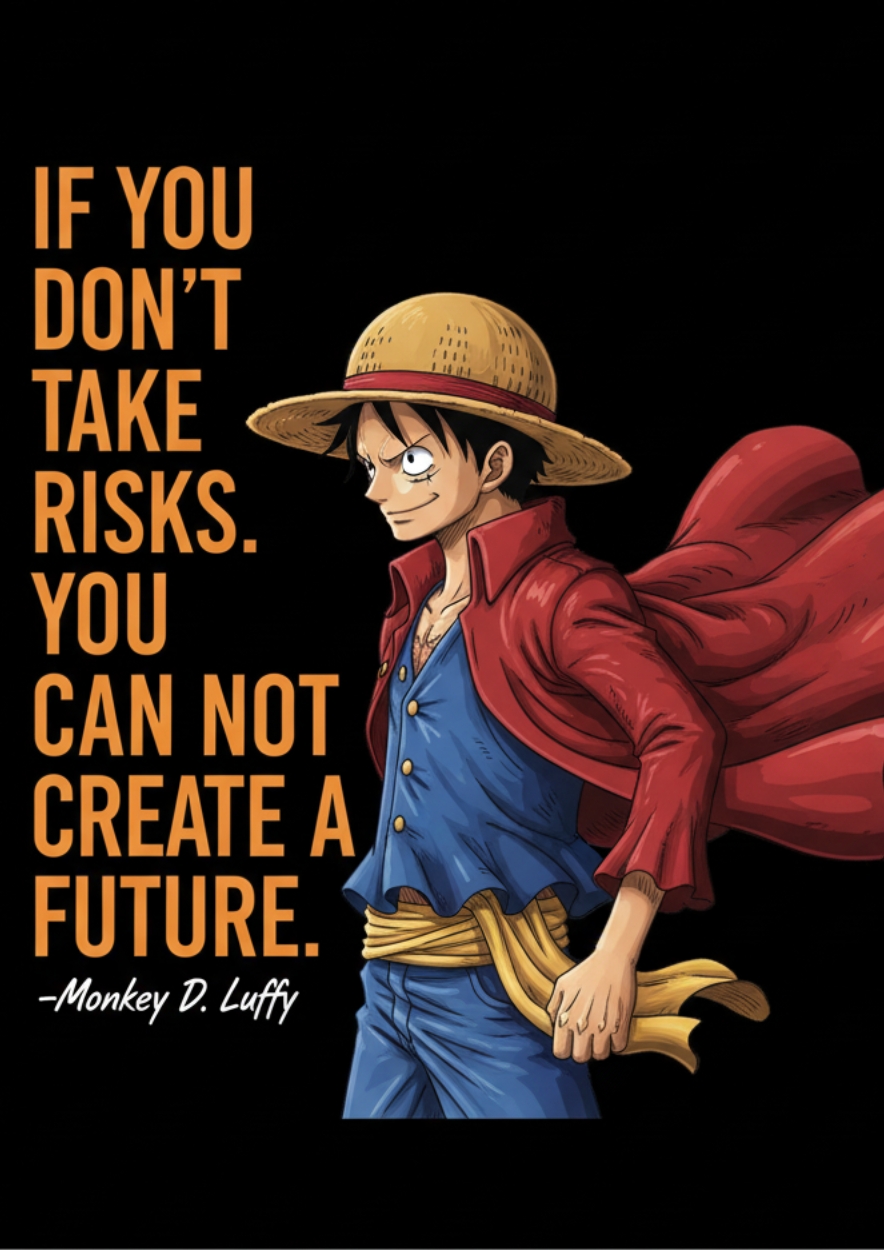Luffy Take Risks Create a Future One Piece Quote Poster