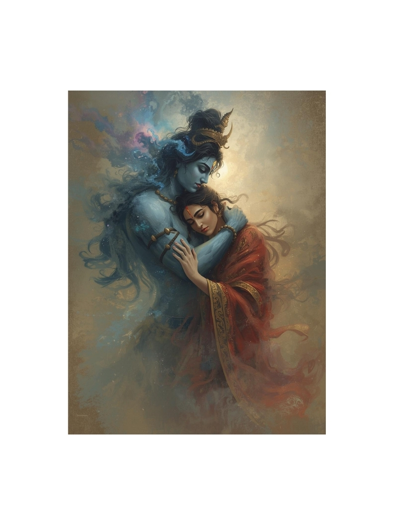 Divine Shiva Shakti Embrace Art Poster