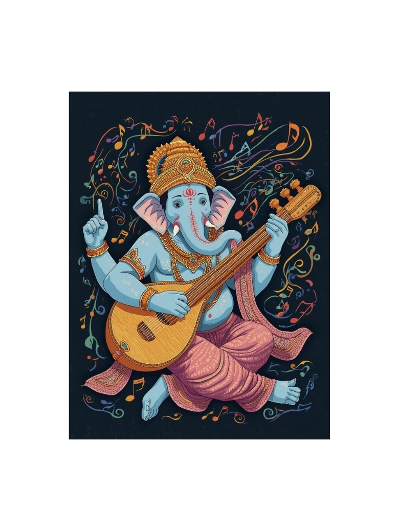 Ganesha Musician Poster | Divine Wall Art by Siddhani