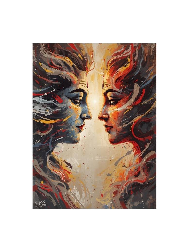 Divine Shiva Shakti Abstract Art Poster