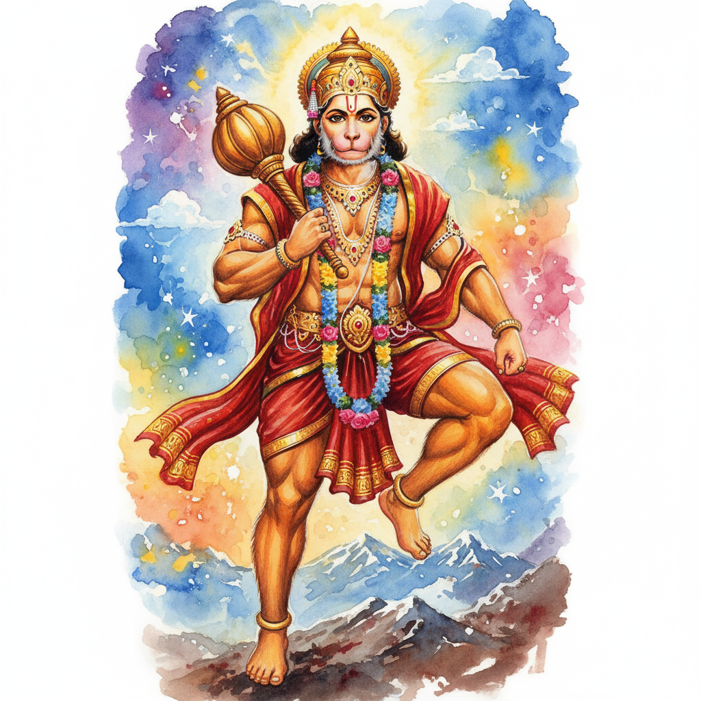 Lord Hanuman Strength Art Poster (A4, Unframed)
