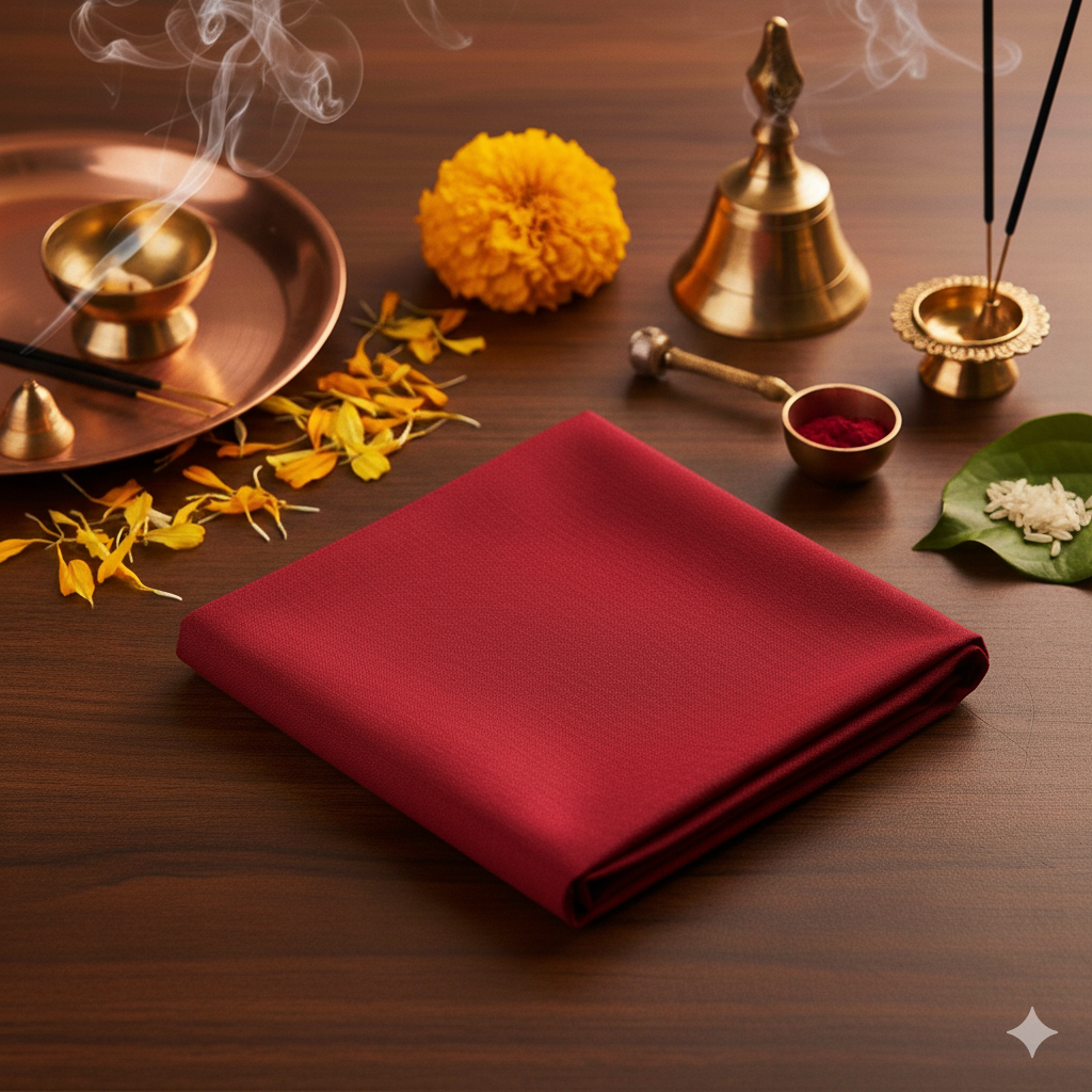 Sacred Red Pooja Aasan Cloth (Small)