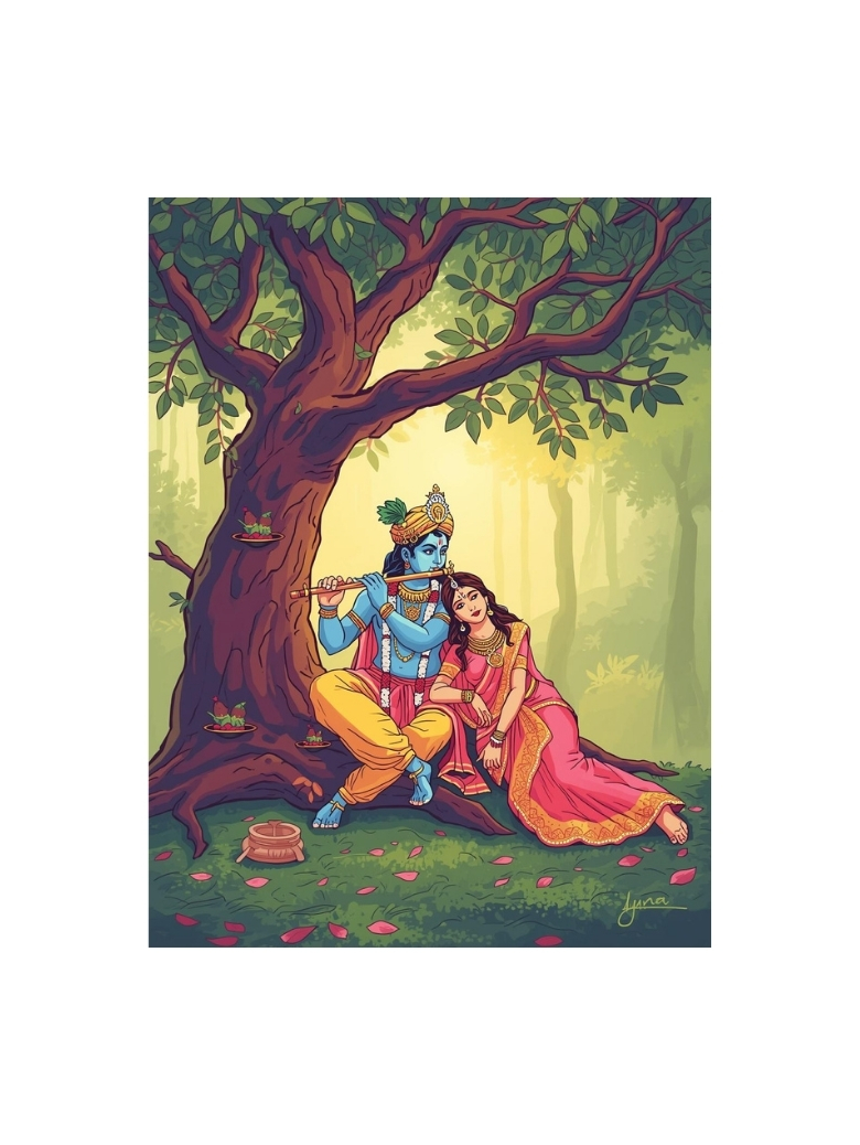 Eternal Radha Krishna Love Art Poster