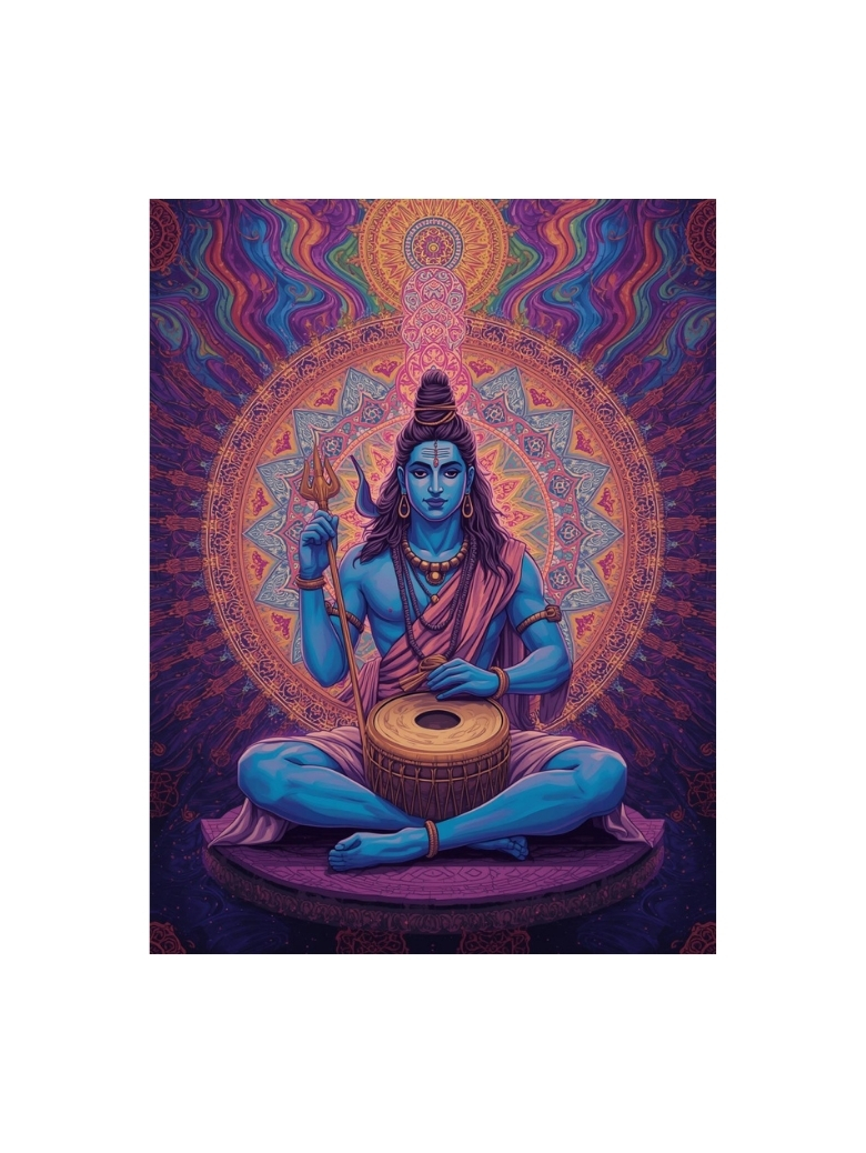 Psychedelic Shiva: The Cosmic Rhythm of the Damaru Poster
